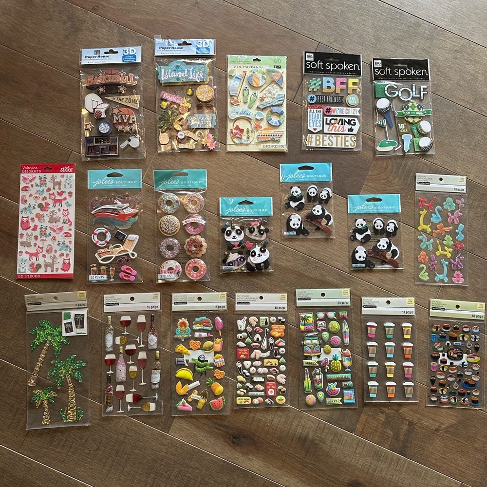 Assorted 3D Sticker Collection 19 NEW packs.